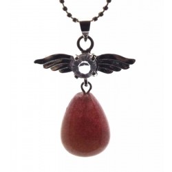 Angel Inspired Rasberry Quartz Gemstone Pendant